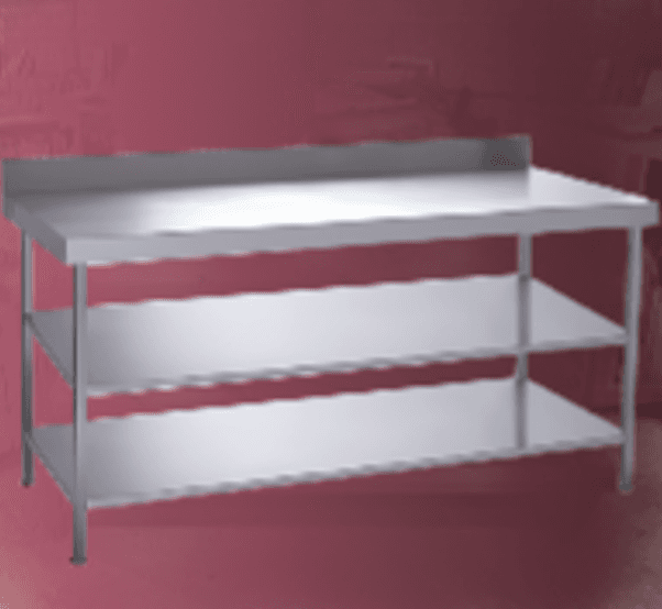 Working table with backsplash + double under shelf