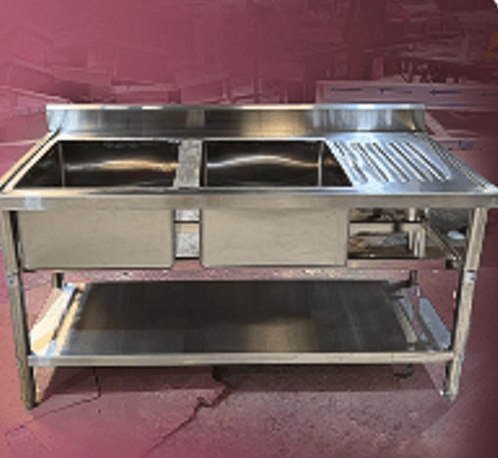 Double sink bowl without under shelf